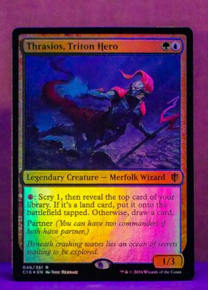 FOIL Thrasios, Triton Hero from Commander 2016 MTG Proxy