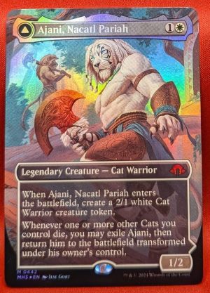 FOIL Ajani, Nacatl Pariah (Borderless) from Modern Horizons 3 MTG Proxy