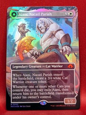 FOIL Ajani, Nacatl Pariah (Borderless) from Modern Horizons 3 Magic the Gathering Proxy