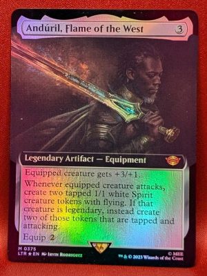 FOIL Andúril, Flame of the West (Extended Art) from Universes Beyond: The Lord of the Rings: Tales of Middle-earth MTG Proxy