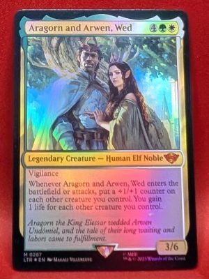 FOIL Aragorn and Arwen, Wed (Extended Art) from Universes Beyond: The Lord of the Rings: Tales of Middle-earth MTG Proxy