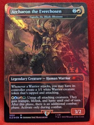 FOIL Archaeon the Everchosen - Najeela, the Blade-Blossom (Borderless) from Secret Lair Drop Series Magic the Gathering Proxy