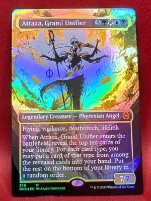 FOIL Atraxa, Grand Unifier (Showcase) from Phyrexia: All Will Be One Magic the Gathering Proxy