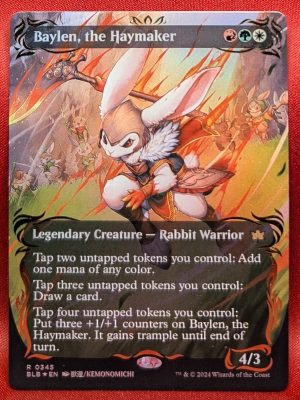 RAISED FOIL Baylen, the Haymaker (Borderless) from Bloomburrow MTG Proxy