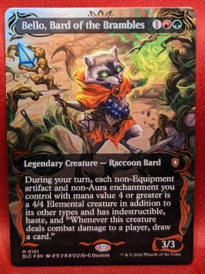 RAISED FOIL Bello, Bard of the Brambles (Borderless) from Bloomburrow MTG Proxy