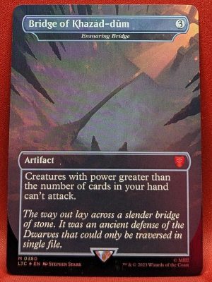 SURGE FOIL Bridge of Khazad-dum - Ensnaring Bridge from Commander: The Lord of the Rings: Tales of Middle-earth Magic the Gathering Proxy