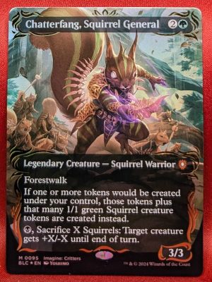 RAISED FOIL Chatterfang, Squirrel General (Borderless) from Commander:Bloomburrow MTG Proxy