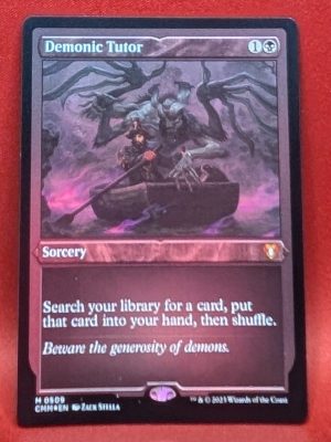 ETCHED FOIL Demonic Tutor from Commander Masters MTG Proxy