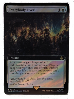 SURGE FOIL Everybody Lives! (Extended Art) from Universes Beyond: Doctor Who MTG Proxy