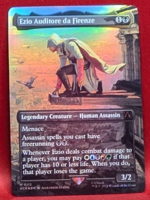 FOIL Ezio Auditore da Firenze (Borderless) from Universes Beyond: Assassin's Creed Magic the Gathering Proxy