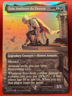 FOIL Ezio Auditore da Firenze (Borderless) from Universes Beyond: Assassin's Creed MTG Proxy