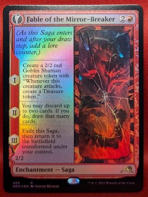 FOIL Fable of the Mirror-Breaker (Extended Art) from Kamigawa:Neon Dynasty MTG Proxy