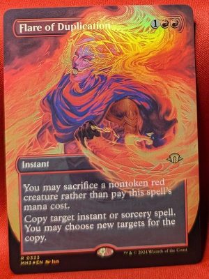 FOIL Flare of Duplication (Borderless) from Modern Horizons 3 MTG Proxy