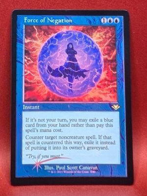 ETCHED FOIL Force of Negation (Retro Frame) from Modern Horizons MTG Proxy