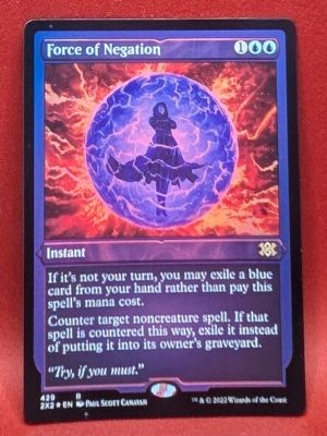 ETCHED FOIL Force of Negation from Double Masters 2022 MTG Proxy