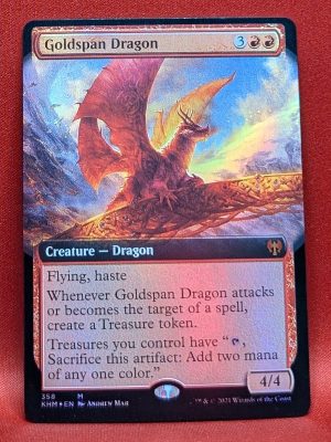 FOIL Goldspan Dragon (Extended Art) from Kaldheim Magic the Gathering Proxy