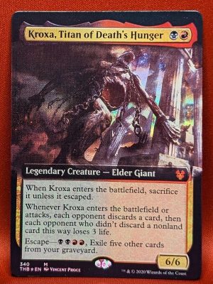 FOIL Kroxa, Titan of Death’s Hunger (Extended Art) from Theros Beyond Death MTG Proxy