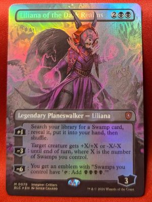 FOIL Liliana of the Dark Realms (Borderless) from Commander: Bloomburrow MTG Proxy