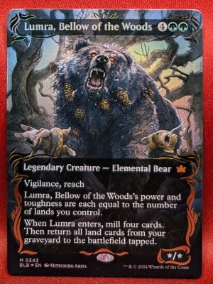 RAISED FOIL Lumra, Bellow of the Woods (Borderless) from Bloomburrow MTG Proxy