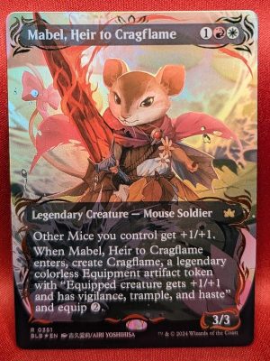 RAISED FOIL Mabel, Heir to Cragflame (Borderless) from Bloomburrow MTG Proxy