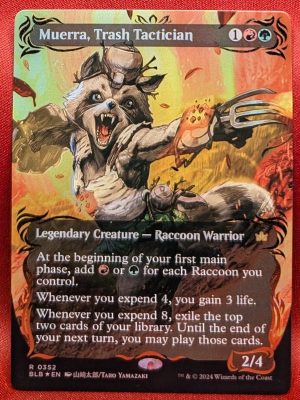 RAISED FOIL Muerra, Trash Tactician (Borderless) from Bloomburrow MTG Proxy