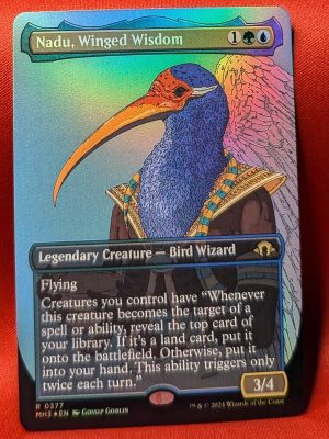 FOIL Nadu, Winged Wisdom (Borderless) from Modern Horizons 3 MTG Proxy