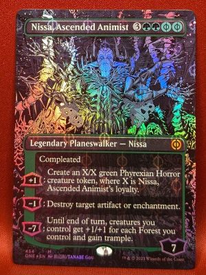 FOIL Nissa, Ascended Animist (Borderless) from Phyrexia: All Will Be One Magic the Gathering Proxy