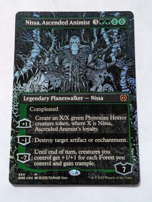 FOIL Nissa, Ascended Animist (Borderless) from Phyrexia: All Will Be One Proxy