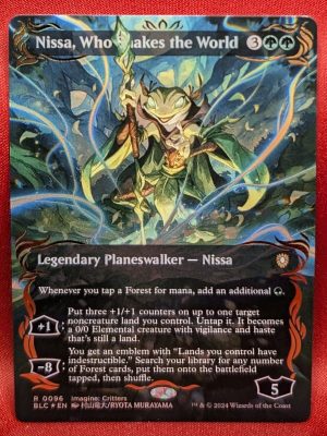 RAISED FOIL Nissa, Who Shakes the World (Borderless) from Commander: Bloomburrow MTG Proxy