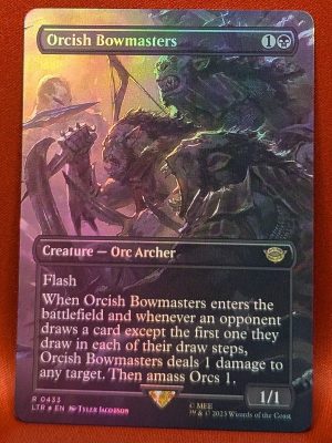 FOIL Orcish Bowmasters (Borderless) from Universes Beyond: The Lord of the Rings: Tales of Middle-earth MTG Proxy