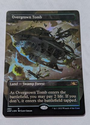 FOIL Overgrown Tomb (Borderless) from Unfinity MTG Proxy