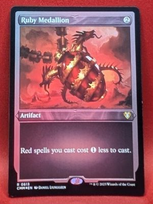 ETCHED FOIL Ruby Medallion from Commander Masters MTG Proxy