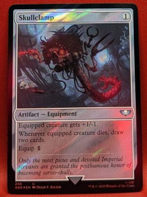 SURGE FOIL Skullclamp from Universes Beyond: Warhammer 40,000 Magic the Gathering Proxy