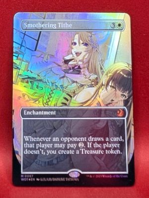 FOIL Smothering Tithe (Anime Borderless) from Wilds of Eldraine: Enchanting Tales Magic the Gathering Proxy