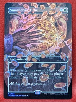 FOIL Smothering Tithe (Borderless) from Commander Masters Magic the Gathering Proxy