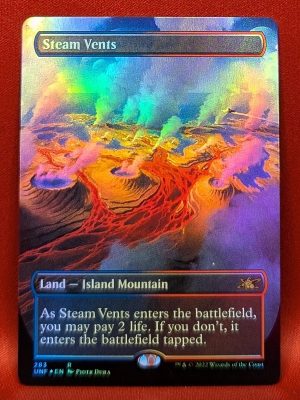 FOIL Steam Vents (Borderless) from Unfinity MTG Proxy