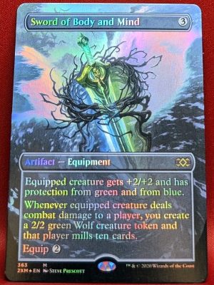 FOIL Sword of Body and Mind (Borderless) Box Topper from Double Masters Magic the Gathering Proxy