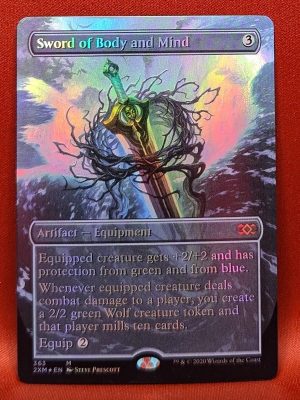 FOIL Sword of Body and Mind (Borderless) Box Topper from Double Masters MTG Proxy