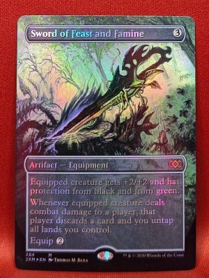 FOIL Sword of Feast and Famine (Borderless) Box Topper from Double Masters MTG Proxy