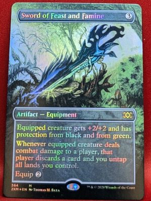 FOIL Sword of Feast and Famine (Borderless) Box Topper from Double Masters Magic the Gathering Proxy