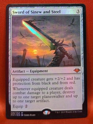 FOIL Sword of Sinew and Steel from Modern Horizons MTG Proxy