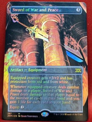 FOIL Sword of War and Peace (Borderless) from Double Masters Magic the Gathering Proxy