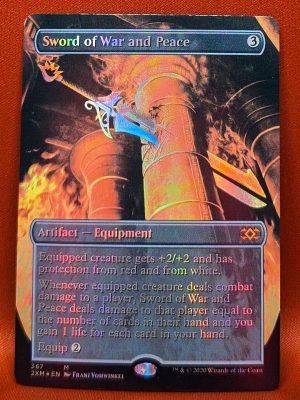 FOIL Sword of War and Peace (Borderless) from Double Masters MTG Proxy