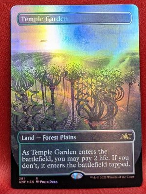 FOIL Temple Garden (Borderless) from Unfinity Magic the Gathering Proxy