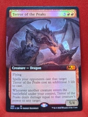 FOIL Terror of the Peaks (Extended Art) from Core Set 2021 Magic the Gathering Proxy