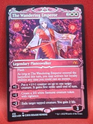 ETCHED FOIL The Wandering Emperor (Showcase) from Kamigawa: Neon Dynasty MTG Proxy