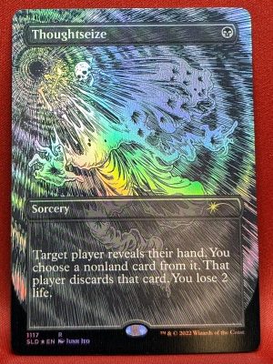 FOIL Thoughtseize (Borderless) from Secret Lair Drop Series Magic the Gathering Proxy