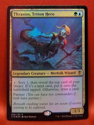 FOIL Thrasios, Triton Hero from Commander 2016 MTG Proxy