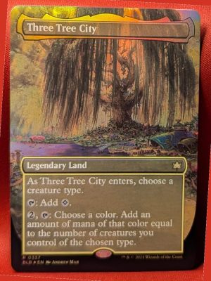 FOIL Three Tree City (Borderless)(337) from Bloomburrow MTG Proxy