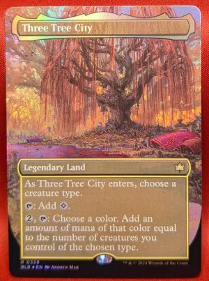 FOIL Three Tree City (Borderless)(339) from Bloomburrow MTG Proxy